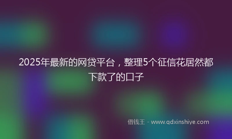 2025年最新的网贷平台，整理5个征信花居然都下款了的口子