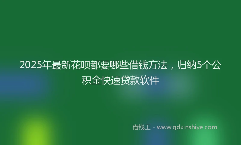 2025年最新花呗都要哪些借钱方法，归纳5个公积金快速贷款软件
