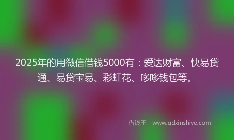 2025年的用微信借钱5000有：爱达财富、快易贷通、易贷宝易、彩虹花、哆哆钱包等。