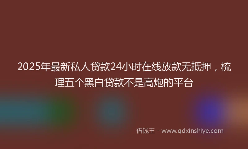 2025年最新私人贷款24小时在线放款无抵押，梳理五个黑白贷款不是高炮的平台