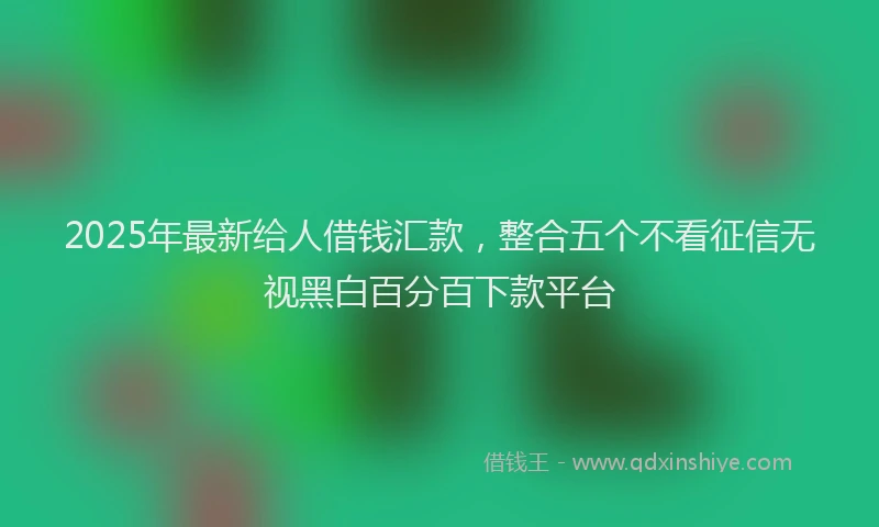 2025年最新给人借钱汇款，整合五个不看征信无视黑白百分百下款平台