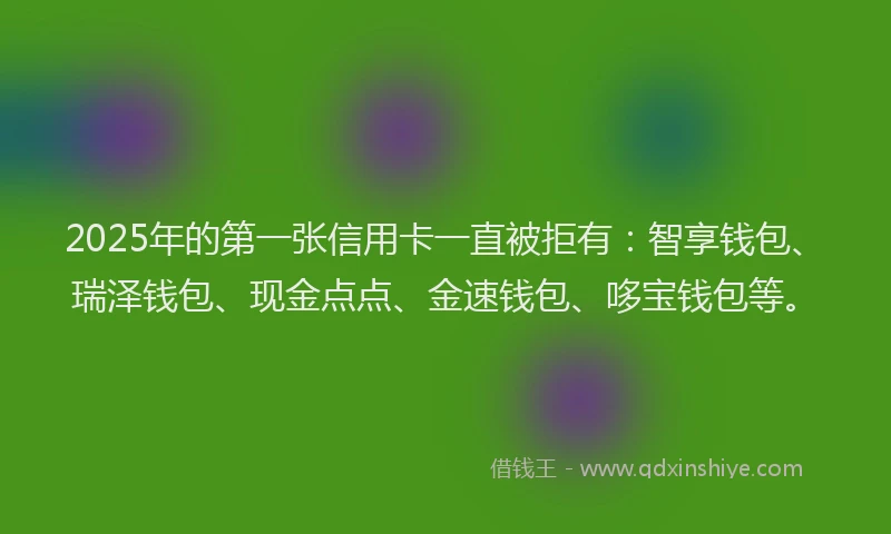 2025年的第一张信用卡一直被拒有：智享钱包、瑞泽钱包、现金点点、金速钱包、哆宝钱包等。