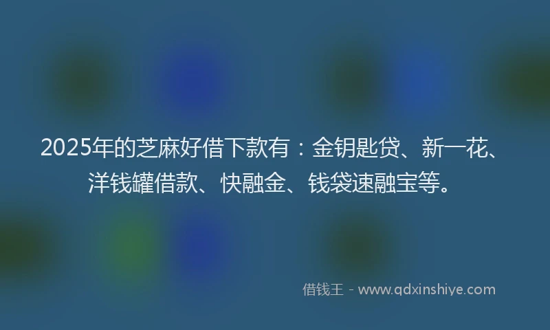 2025年的芝麻好借下款有：金钥匙贷、新一花、洋钱罐借款、快融金、钱袋速融宝等。