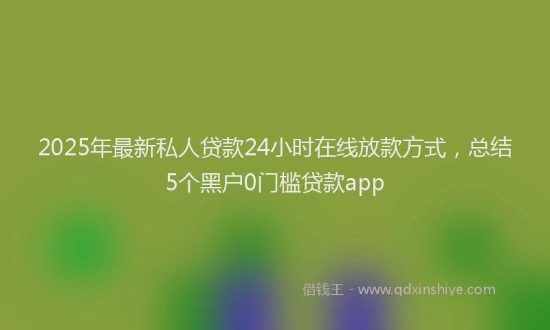 2025年最新私人贷款24小时在线放款方式，总结5个黑户0门槛贷款app