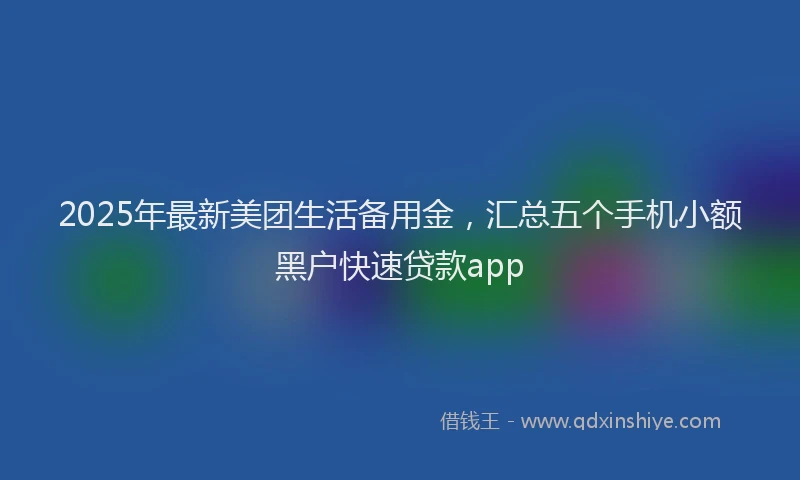 2025年最新美团生活备用金，汇总五个手机小额黑户快速贷款app
