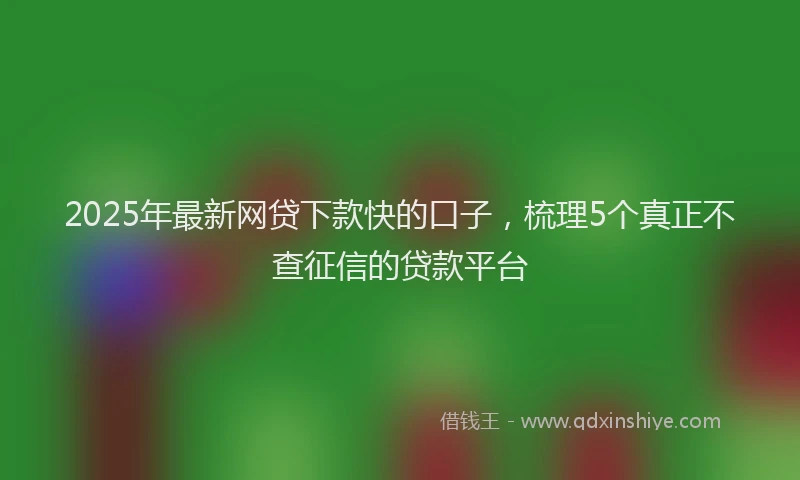 2025年最新网贷下款快的口子，梳理5个真正不查征信的贷款平台