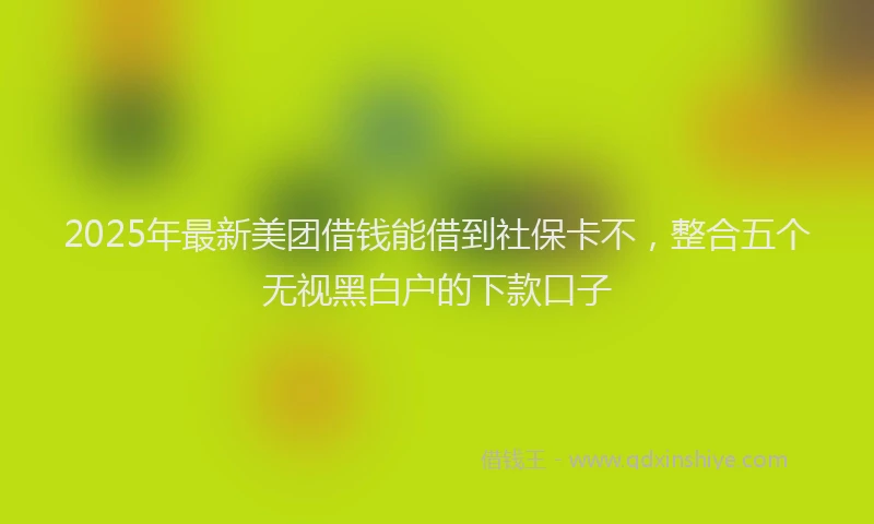 2025年最新美团借钱能借到社保卡不，整合五个无视黑白户的下款口子