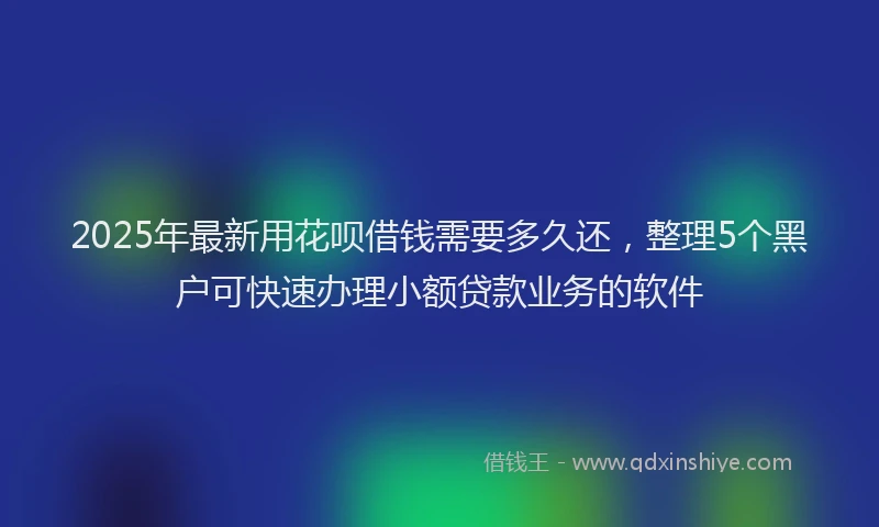 2025年最新用花呗借钱需要多久还，整理5个黑户可快速办理小额贷款业务的软件