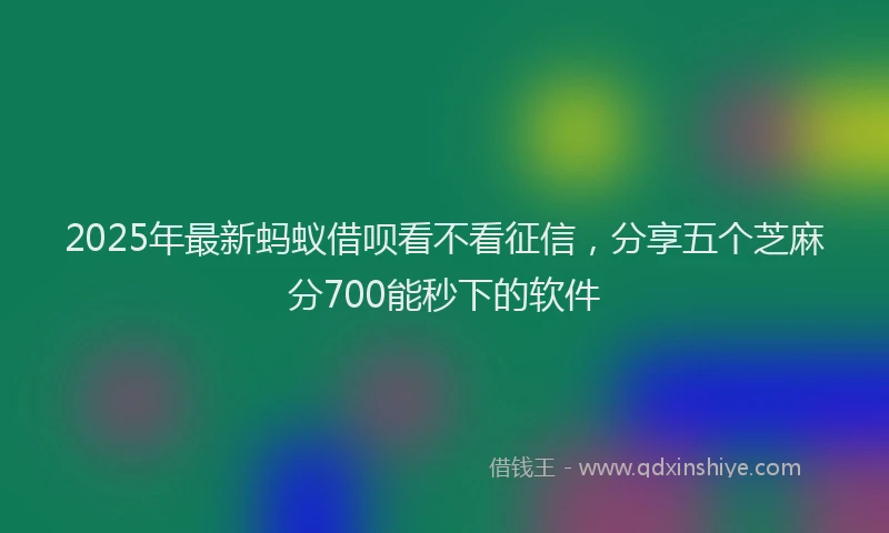 2025年最新蚂蚁借呗看不看征信，分享五个芝麻分700能秒下的软件