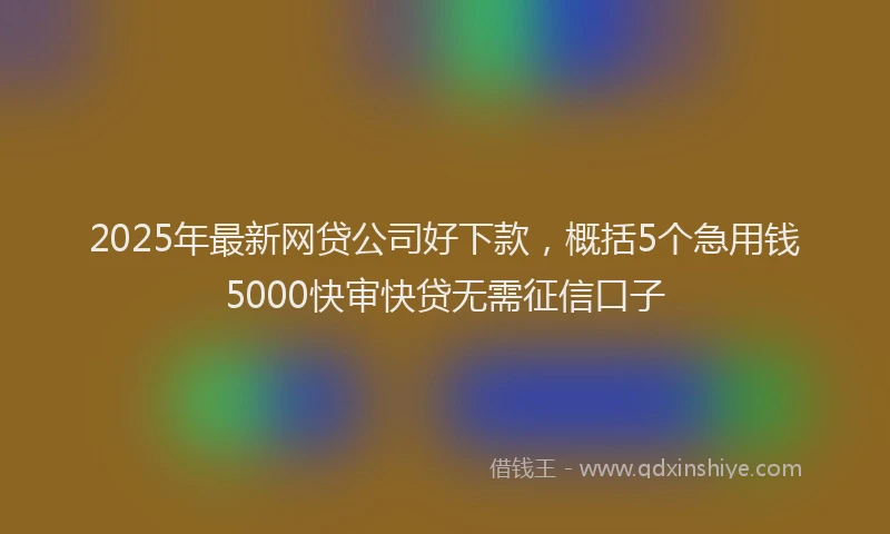 2025年最新网贷公司好下款，概括5个急用钱5000快审快贷无需征信口子