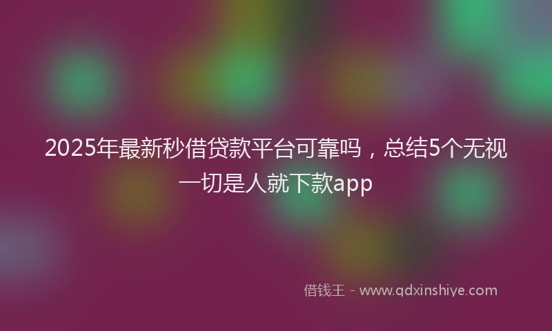 2025年最新秒借贷款平台可靠吗，总结5个无视一切是人就下款app