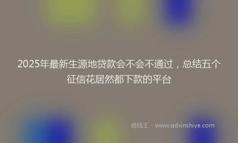 2025年最新生源地贷款会不会不通过，总结五个征信花居然都下款的平台