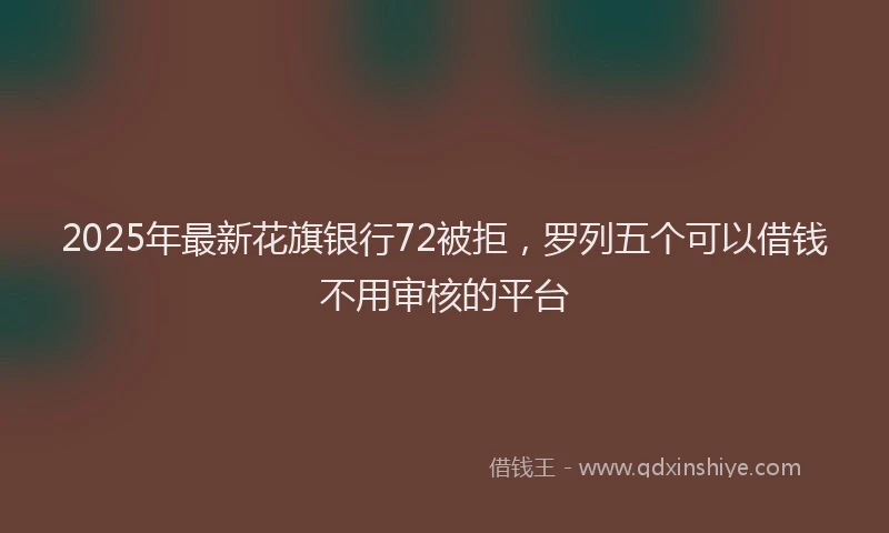 2025年最新花旗银行72被拒，罗列五个可以借钱不用审核的平台
