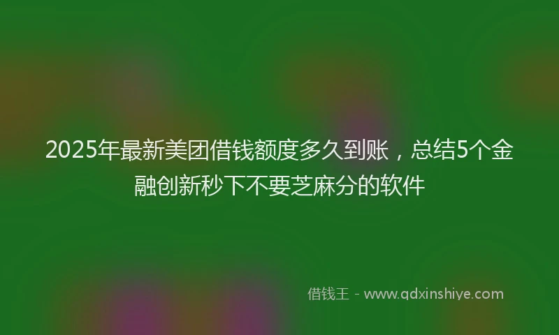 2025年最新美团借钱额度多久到账，总结5个金融创新秒下不要芝麻分的软件