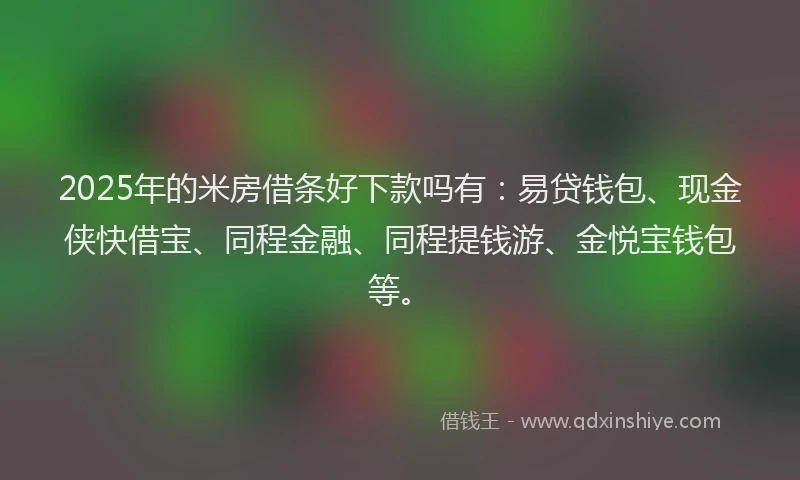2025年的米房借条好下款吗有：易贷钱包、现金侠快借宝、同程金融、同程提钱游、金悦宝钱包等。