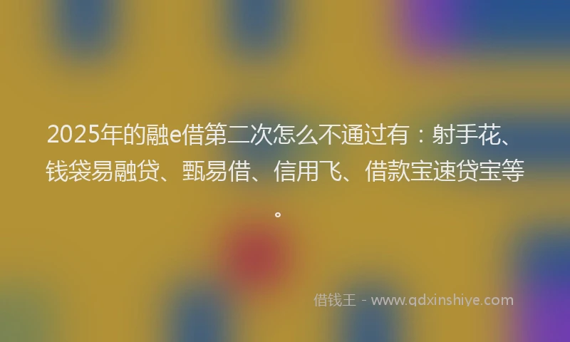 2025年的融e借第二次怎么不通过有：射手花、钱袋易融贷、甄易借、信用飞、借款宝速贷宝等。