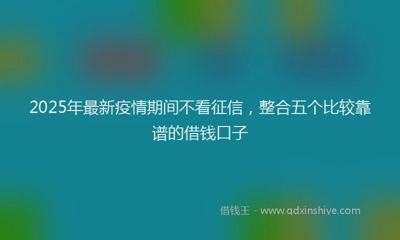 2025年最新疫情期间不看征信，整合五个比较靠谱的借钱口子