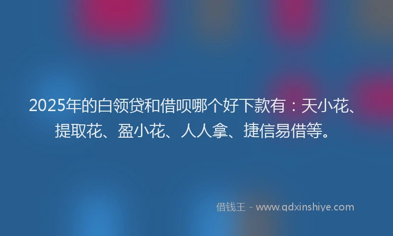 2025年的白领贷和借呗哪个好下款有：天小花、提取花、盈小花、人人拿、捷信易借等。