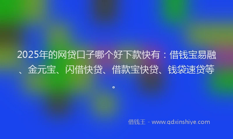2025年的网贷口子哪个好下款快有：借钱宝易融、金元宝、闪借快贷、借款宝快贷、钱袋速贷等。