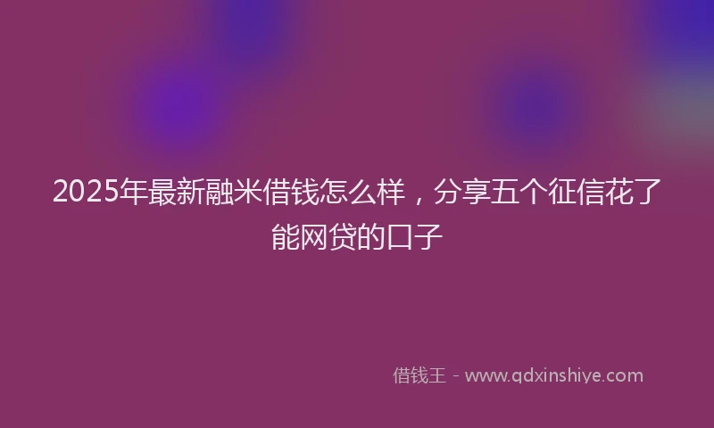 2025年最新融米借钱怎么样，分享五个征信花了能网贷的口子