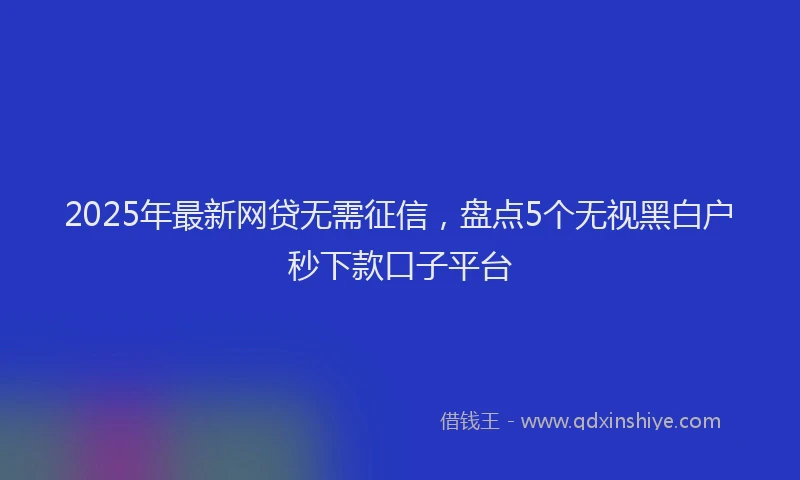 2025年最新网贷无需征信，盘点5个无视黑白户秒下款口子平台