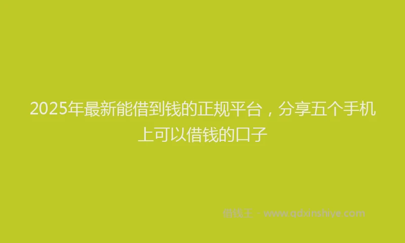 2025年最新能借到钱的正规平台，分享五个手机上可以借钱的口子