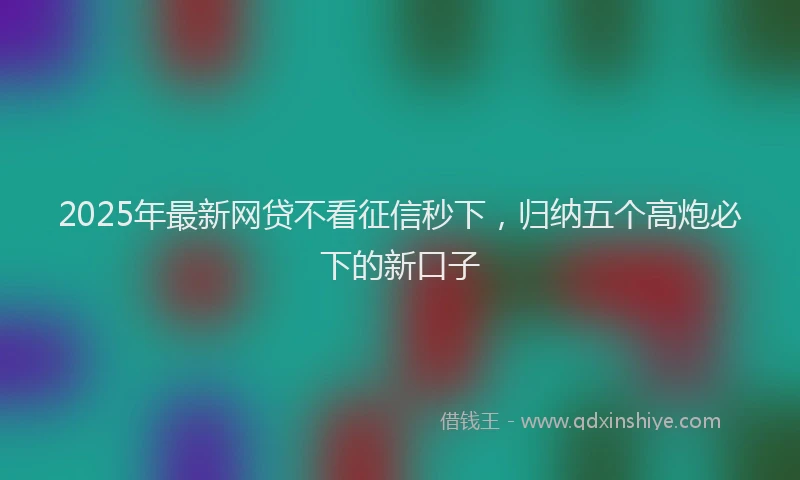2025年最新网贷不看征信秒下，归纳五个高炮必下的新口子