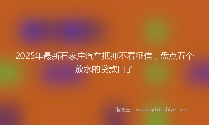 2025年最新石家庄汽车抵押不看征信，盘点五个放水的贷款口子