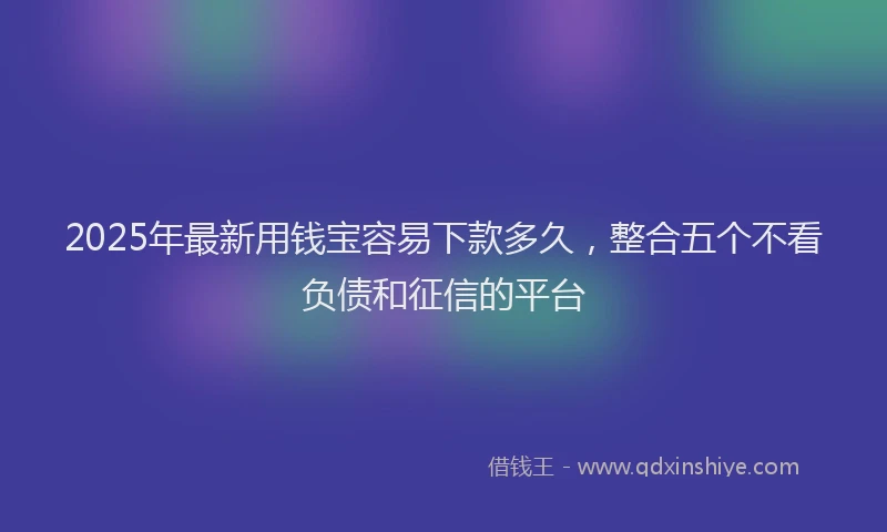 2025年最新用钱宝容易下款多久，整合五个不看负债和征信的平台