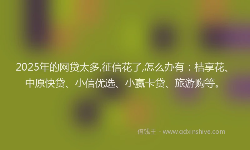 2025年的网贷太多,征信花了,怎么办有：桔享花、中原快贷、小信优选、小赢卡贷、旅游购等。