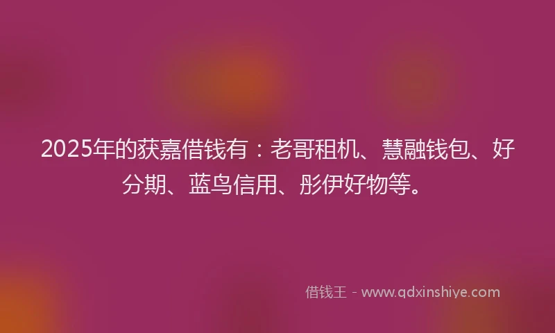 2025年的获嘉借钱有：老哥租机、慧融钱包、好分期、蓝鸟信用、彤伊好物等。