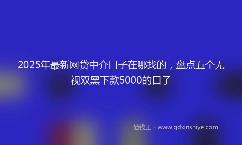2025年最新网贷中介口子在哪找的，盘点五个无视双黑下款5000的口子