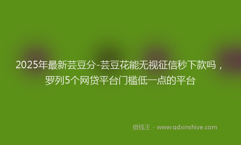 2025年最新芸豆分-芸豆花能无视征信秒下款吗，罗列5个网贷平台门槛低一点的平台