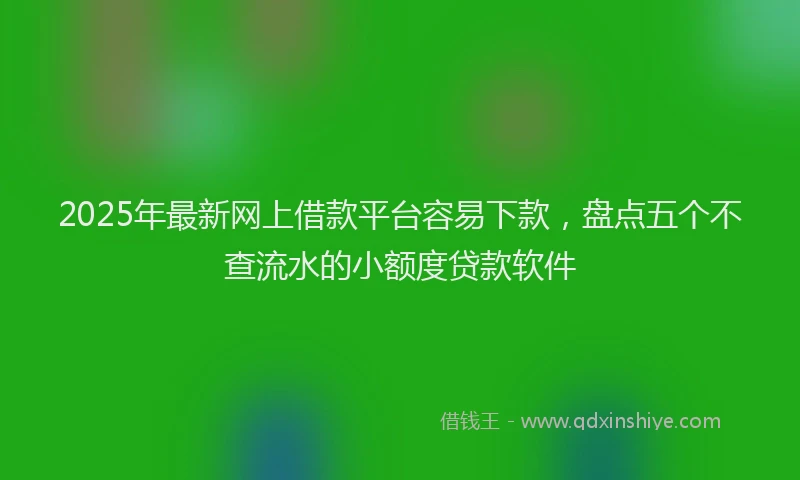2025年最新网上借款平台容易下款，盘点五个不查流水的小额度贷款软件