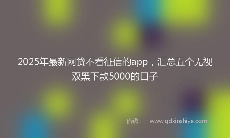 2025年最新网贷不看征信的app，汇总五个无视双黑下款5000的口子