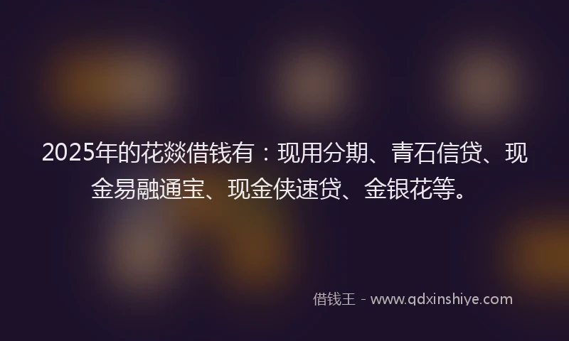2025年的花燚借钱有：现用分期、青石信贷、现金易融通宝、现金侠速贷、金银花等。
