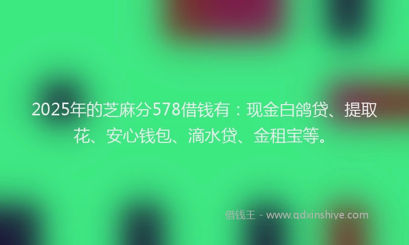 2025年的芝麻分578借钱有：现金白鸽贷、提取花、安心钱包、滴水贷、金租宝等。