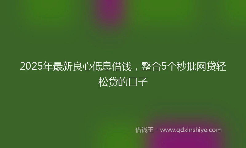 2025年最新良心低息借钱，整合5个秒批网贷轻松贷的口子
