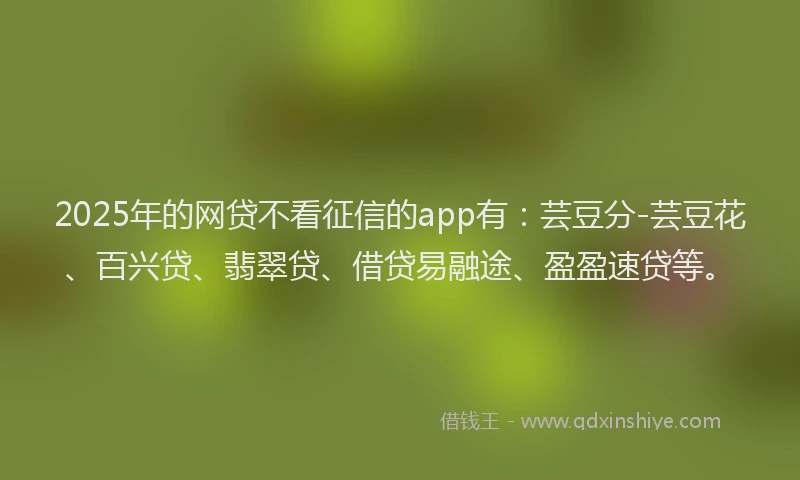 2025年的网贷不看征信的app有：芸豆分-芸豆花、百兴贷、翡翠贷、借贷易融途、盈盈速贷等。
