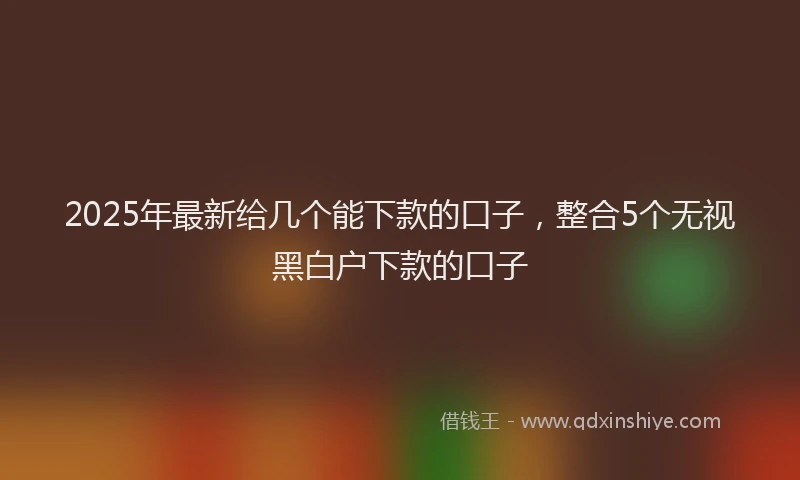 2025年最新给几个能下款的口子，整合5个无视黑白户下款的口子