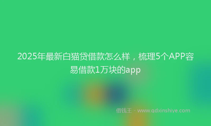2025年最新白猫贷借款怎么样，梳理5个APP容易借款1万块的app