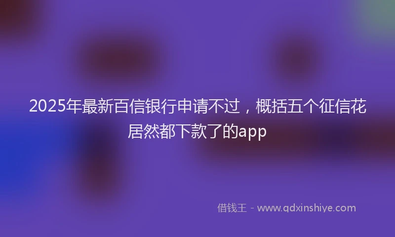 2025年最新百信银行申请不过，概括五个征信花居然都下款了的app
