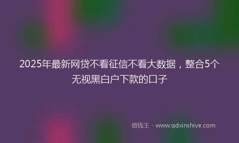 2025年最新网贷不看征信不看大数据，整合5个无视黑白户下款的口子