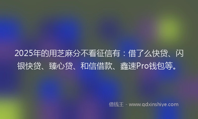 2025年的用芝麻分不看征信有：借了么快贷、闪银快贷、臻心贷、和信借款、鑫速Pro钱包等。