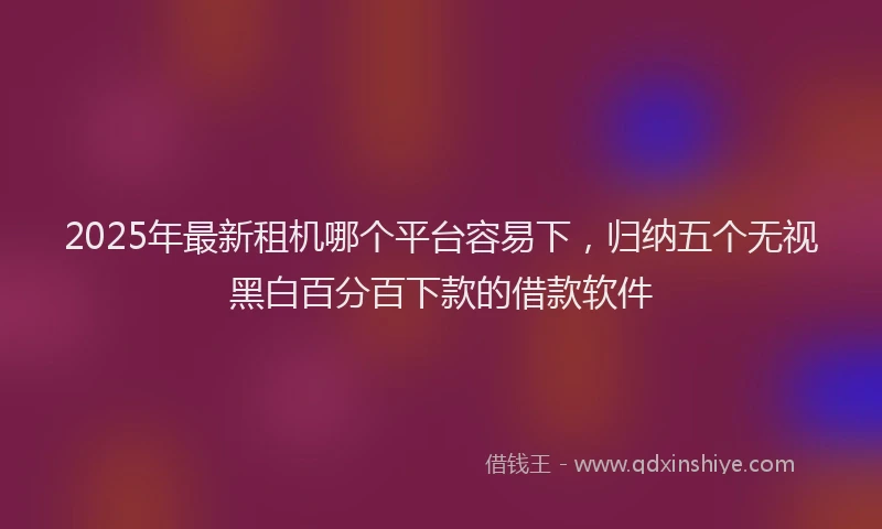 2025年最新租机哪个平台容易下，归纳五个无视黑白百分百下款的借款软件