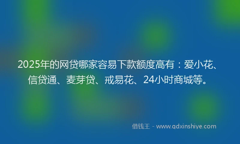 2025年的网贷哪家容易下款额度高有：爱小花、信贷通、麦芽贷、戒易花、24小时商城等。