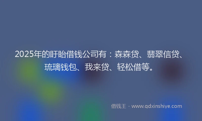 2025年的盱眙借钱公司有：森森贷、翡翠信贷、琉璃钱包、我来贷、轻松借等。