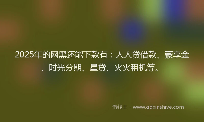 2025年的网黑还能下款有：人人贷借款、蒙享金、时光分期、星贷、火火租机等。