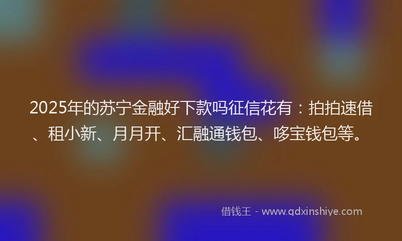 2025年的苏宁金融好下款吗征信花有：拍拍速借、租小新、月月开、汇融通钱包、哆宝钱包等。