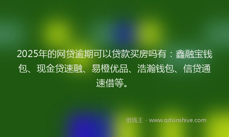 2025年的网贷逾期可以贷款买房吗有：鑫融宝钱包、现金贷速融、易橙优品、浩瀚钱包、信贷通速借等。